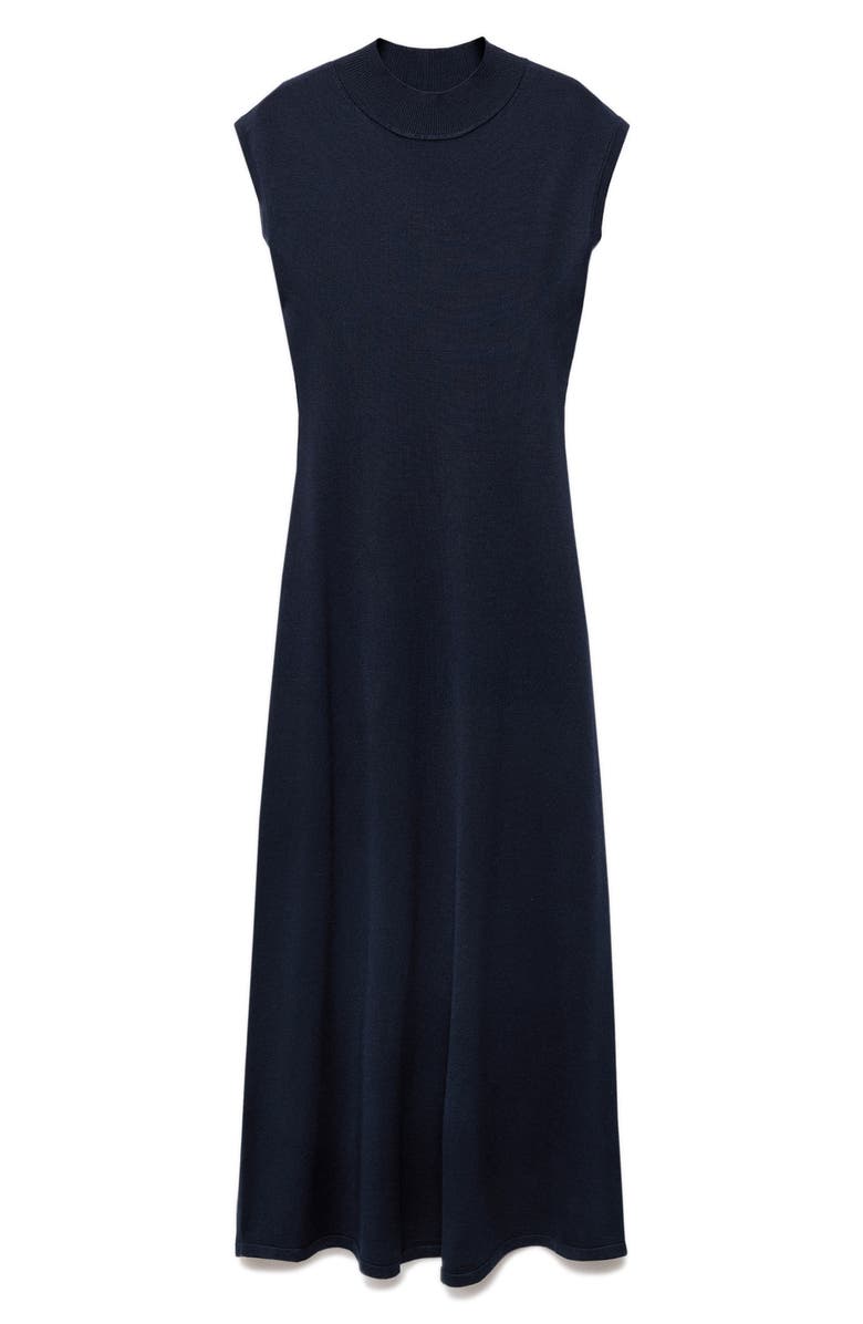 MANGO Perkins Maxi Sweater Dress, Alternate, color, Navy