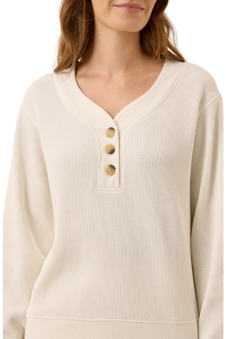Thermal Waffle Henley Pullover, Alternate, color, Pearl