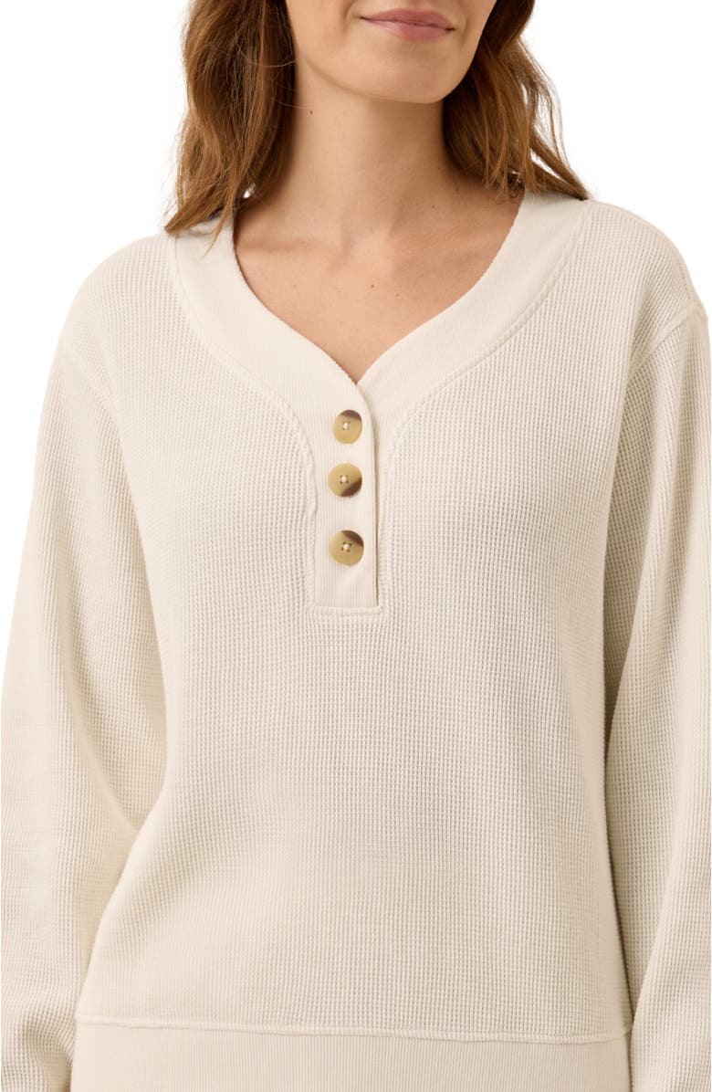 Pact Thermal Waffle Henley Pullover, Alternate, color, Pearl