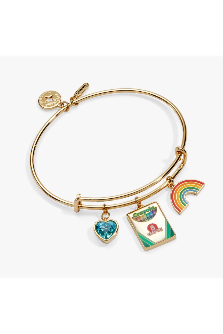 Crayola 'To Teach Is To Color A Life Forever' Multi Charm Bangle, Main, color, Gold