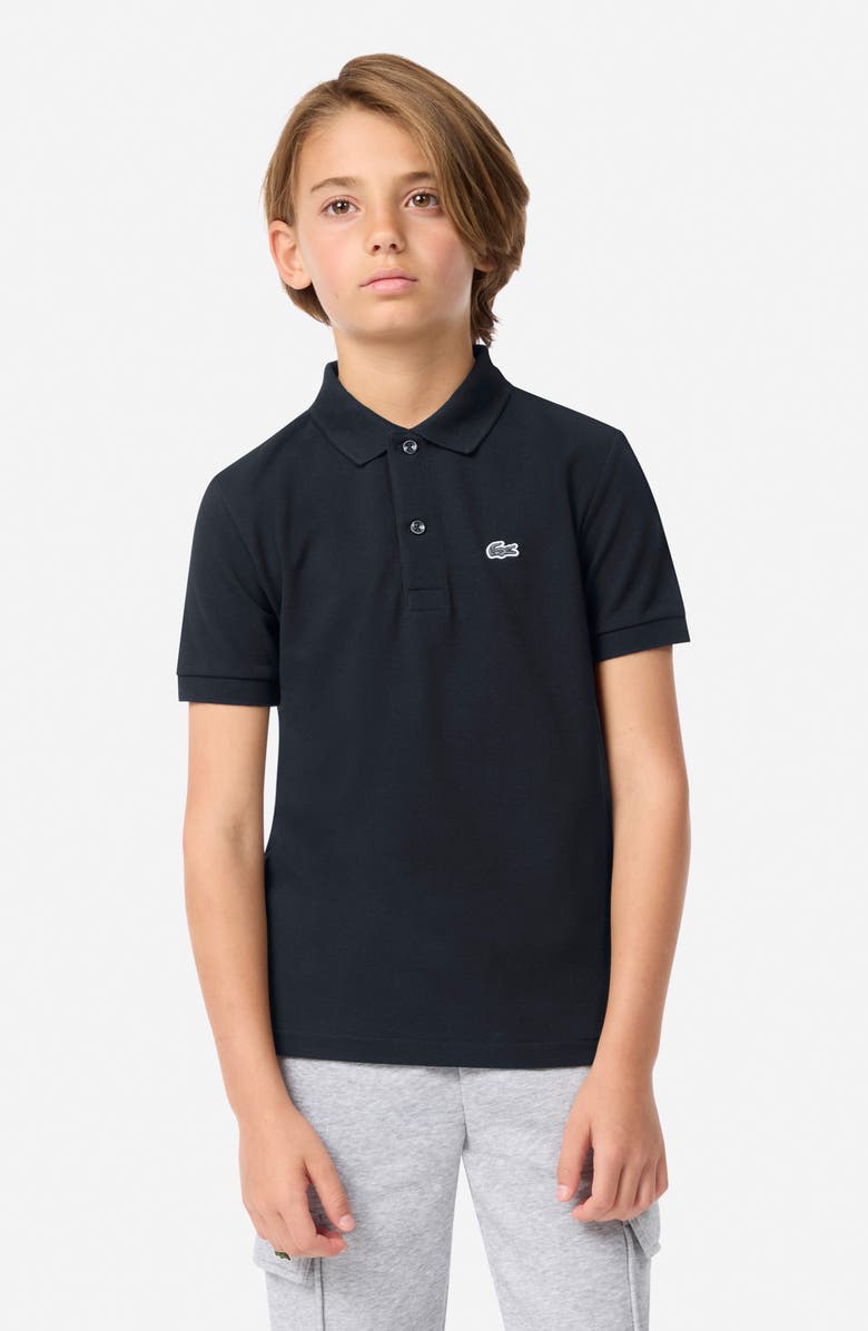 Lacoste Kids' Solid Cotton Piqué Polo, Alternate, color, Noir
