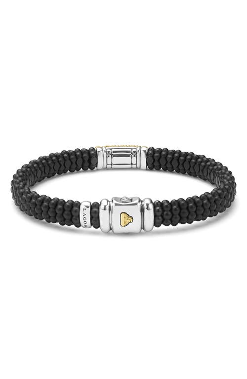 Lagos Two-tone Matte Black Ceramic Diamond Bracelet In Black