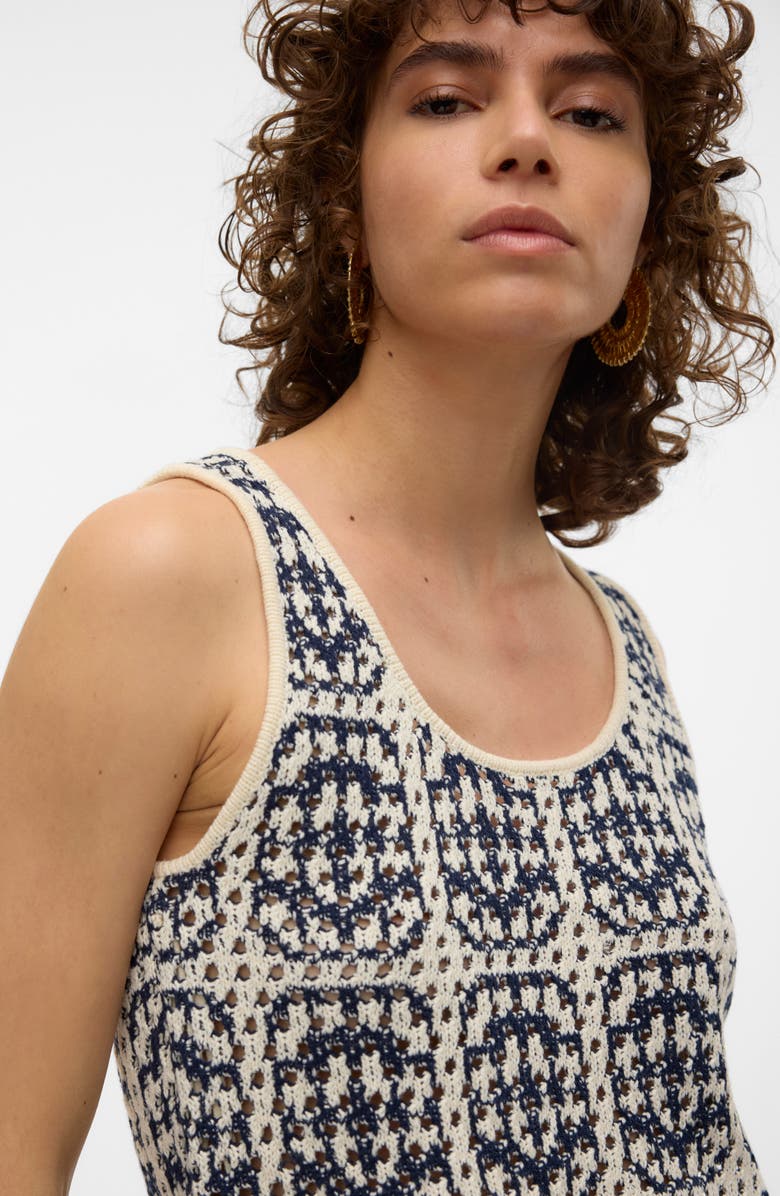 VERO MODA Mykonos Sleeveless Knit Top, Alternate, color, Navy Blazer Detail