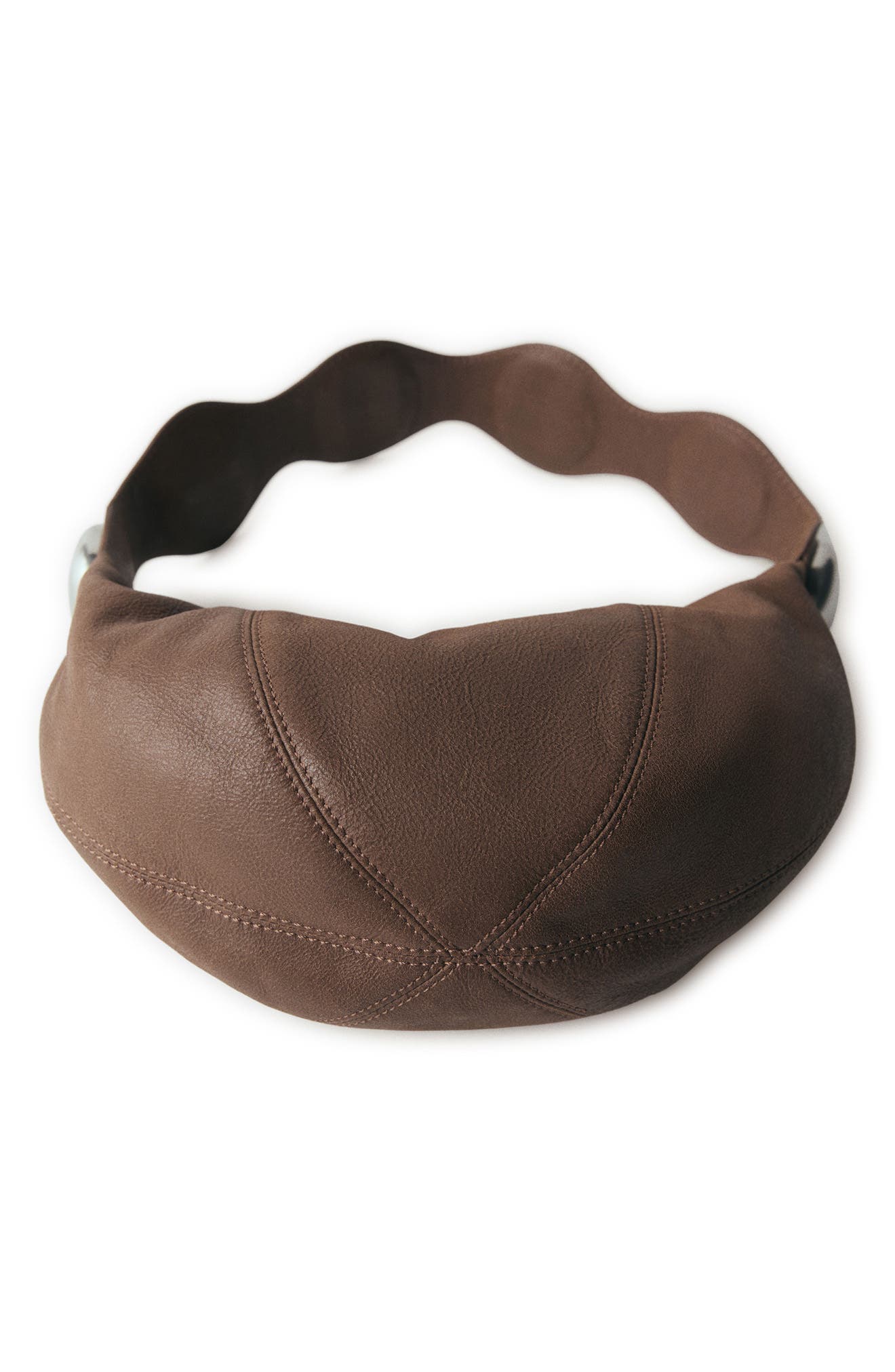 MANGO Studded Leather Hobo Bag, Alternate, color, 