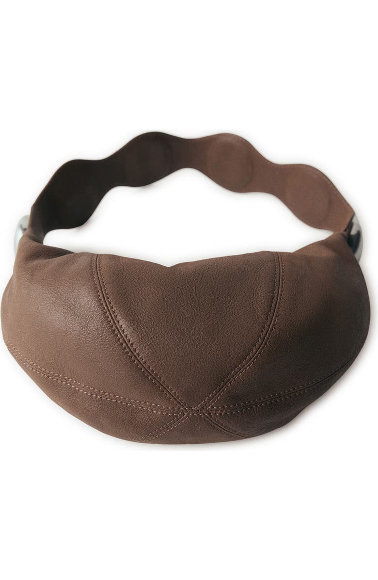 MANGO Studded Leather Hobo Bag, Alternate, color,