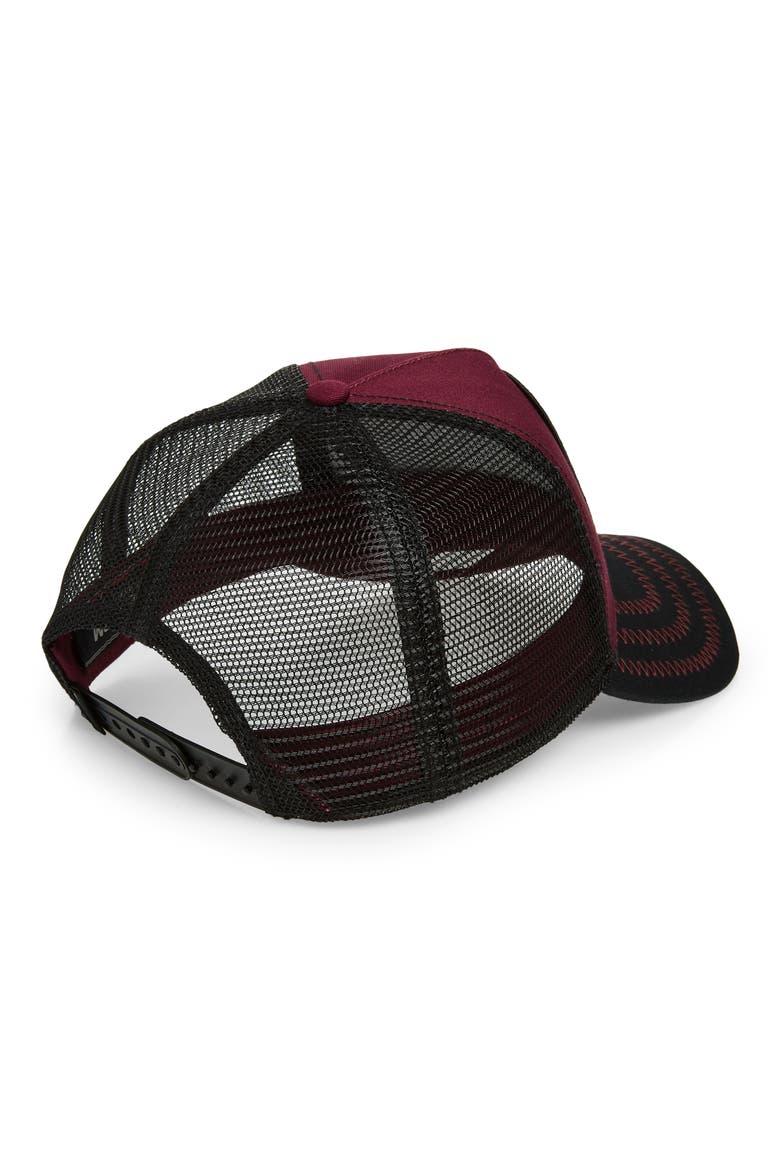 The Boss Gorilla Patch Snapback Trucker Hat, Alternate, color, WINE