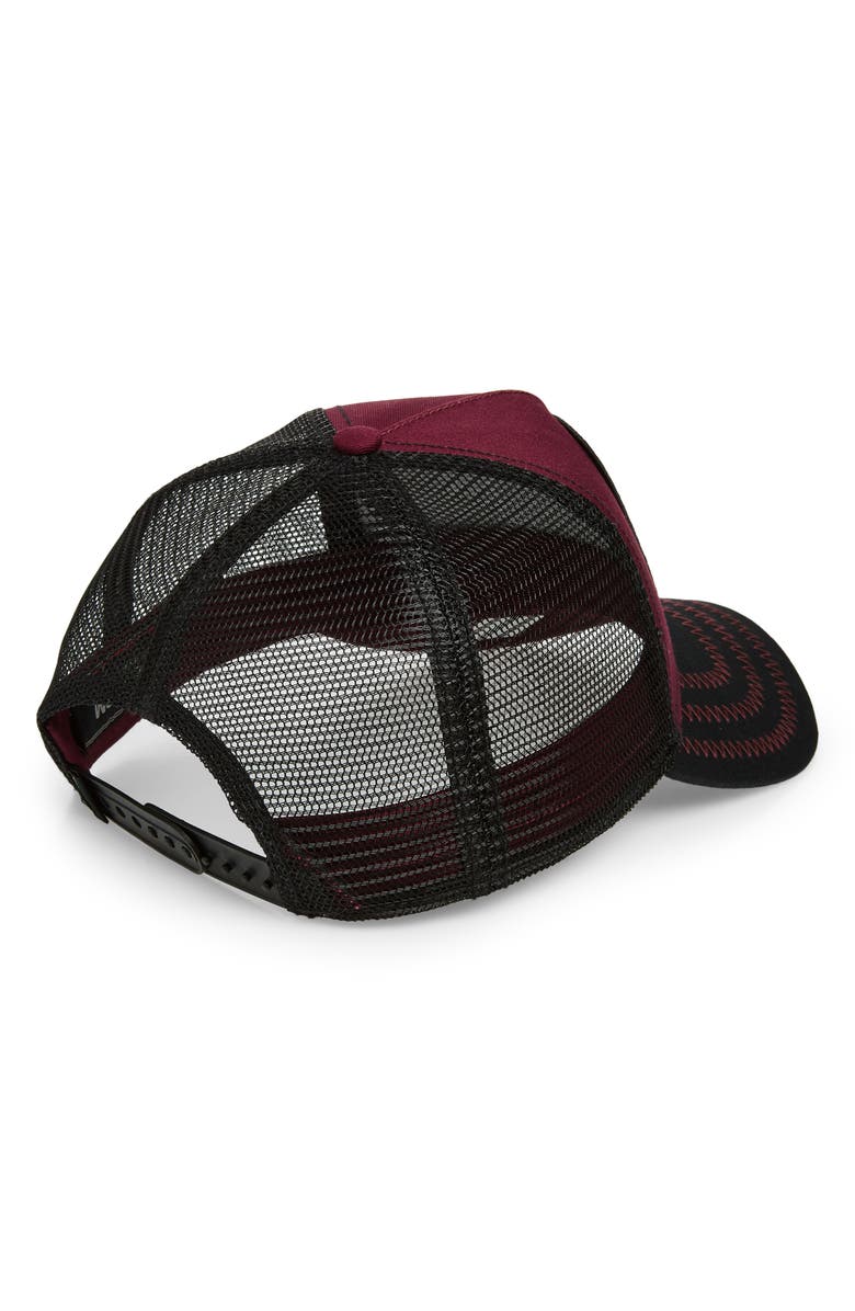 Goorin Bros. The Boss Gorilla Patch Snapback Trucker Hat, Alternate, color, Wine