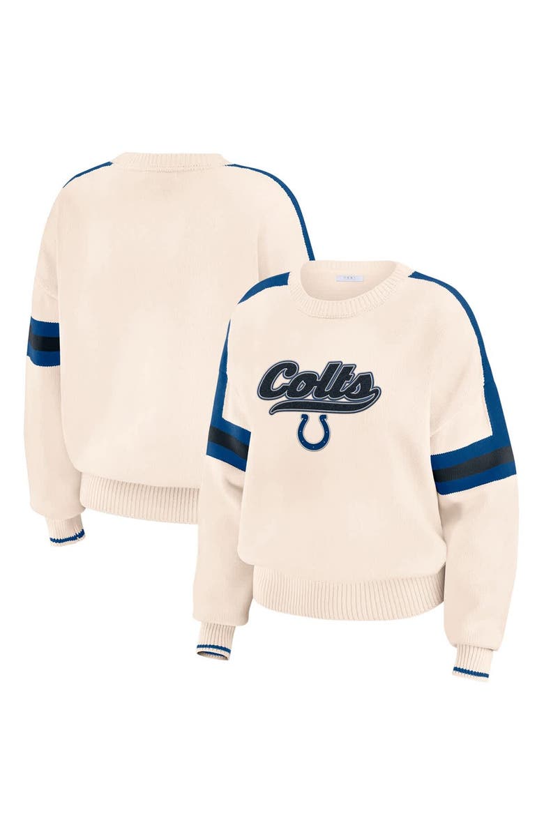 WEAR by Erin Andrews Women's WEAR by Erin Andrews  Cream Indianapolis Colts Stripe Pullover Sweater, Main, color, Cream