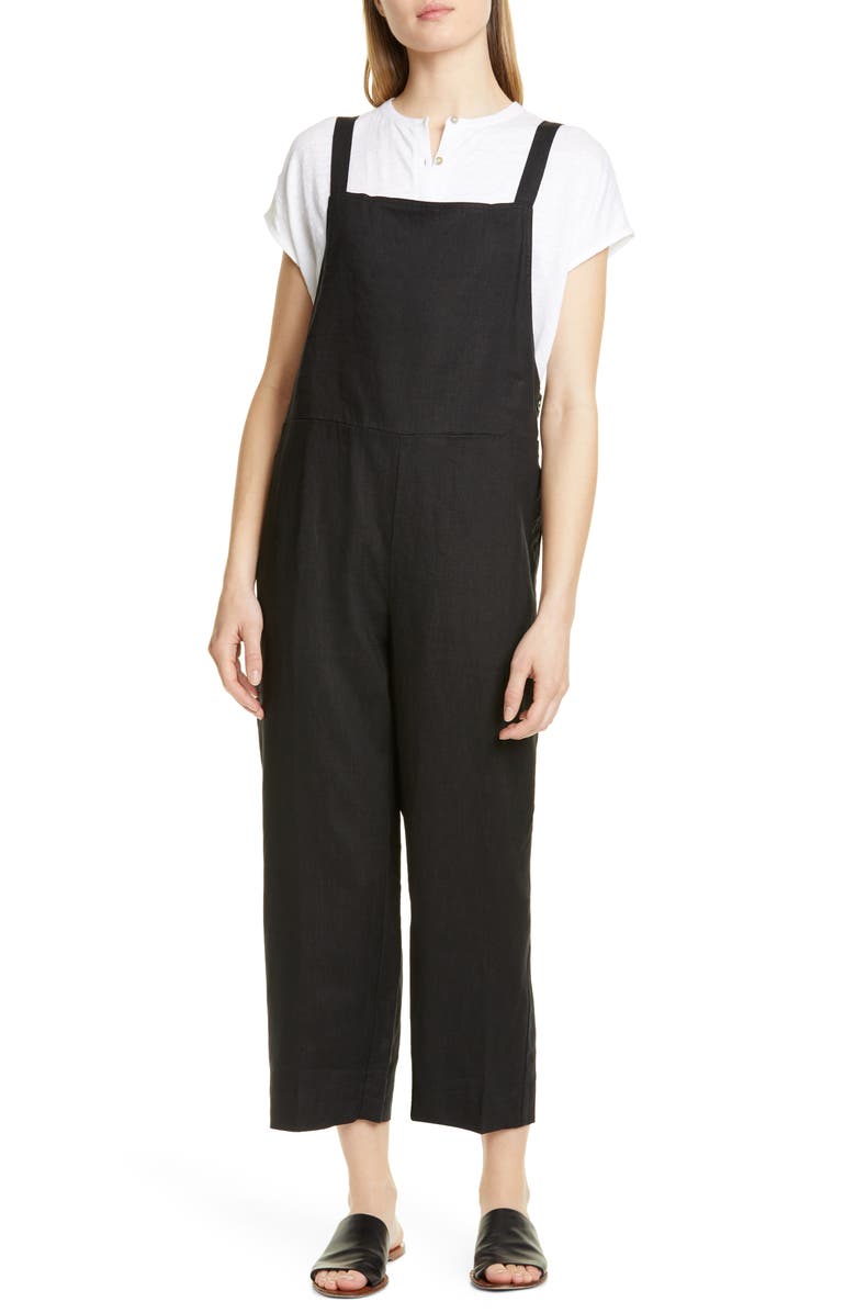 Eileen Fisher Crop Organic Linen Overalls, Main, color, 
