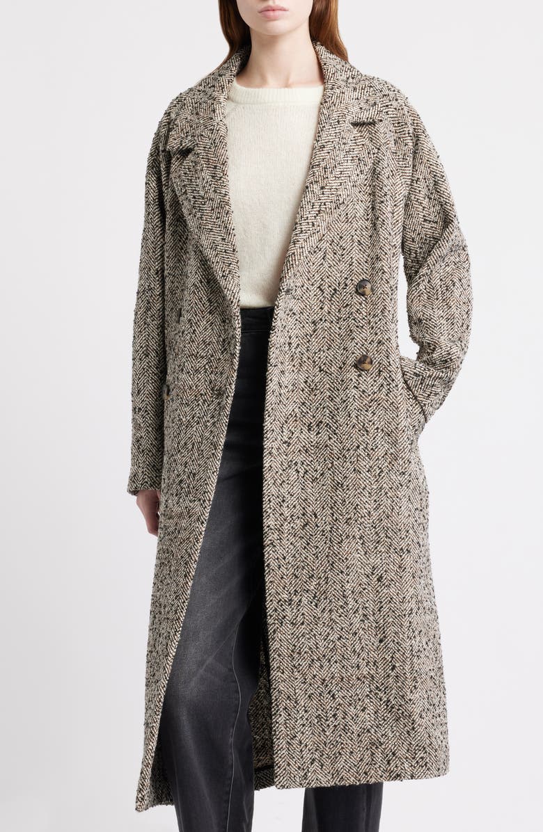 Treasure & Bond Herringbone Tweed Coat, Alternate, color, Brown- Black Tweed