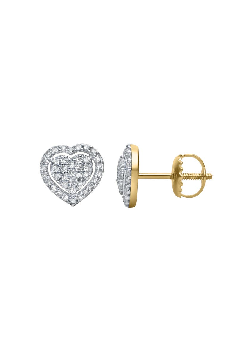LuvMyJewelry Nora Heart Diamond Earrings in 14K Gold, Main, color, 14K Yellow Gold