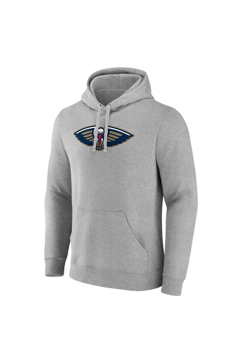 Men's Fanatics Branded  Heather Gray New Orleans Pelicans Primary Logo Pullover Hoodie, Alternate, color, Heather Gray