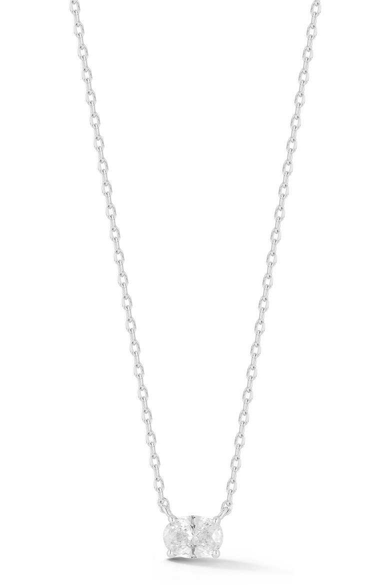 Oval Cubic Zirconia Pendant Necklace, Main, color, SILVER