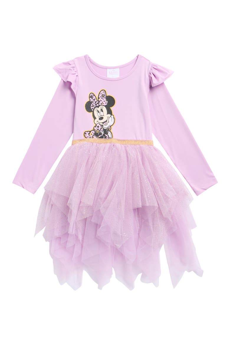 Kids' Minnie Ruffle Long Sleeve Tutu Party Dress, Main, color, PURPLE