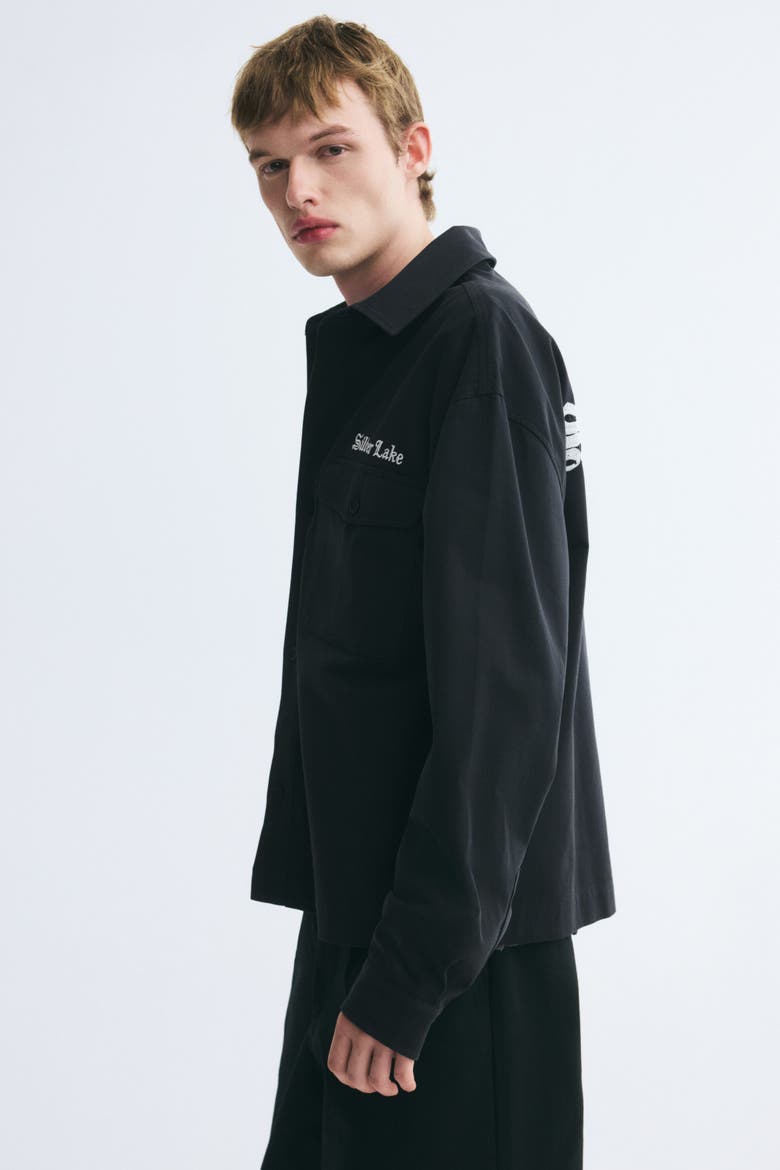 Twill Overshirt, Alternate, color, Black/Service Garments