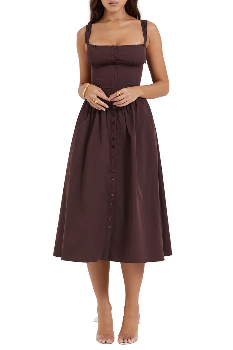 Tatiana Corset Dress, Main, color, RICH BROWN