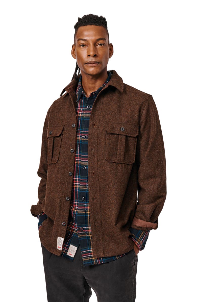 Aubin Lysaghts Wool Overshirt, Main, color, Dark Chocolate