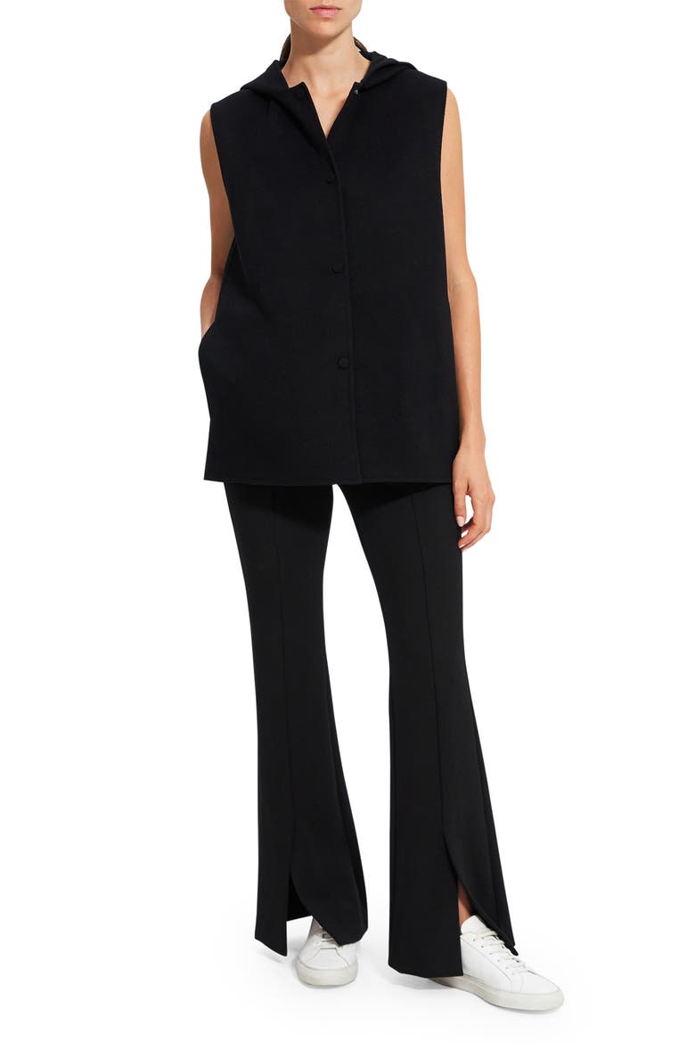 Clairene Hooded Cashmere & Wool Vest, Alternate, color, BLACK