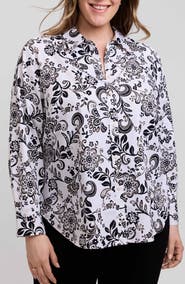 Foxcroft Margie Daisy Cotton Button-Up Shirt