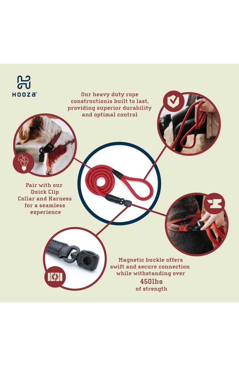 HOOZA Rope Dog Leash 1 Inch x 5 Feet, Alternate, color, Blue