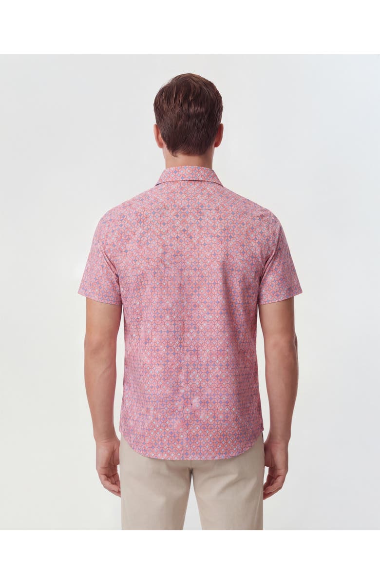 Lords of Harlech Retro Star Mens Printed Button Up Shirt, Alternate, color, Retro Star Coral