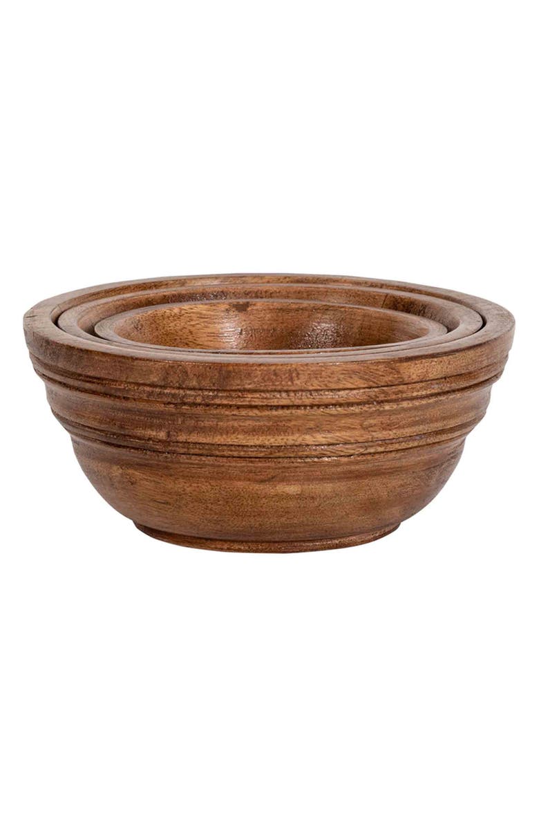 Juliska Bilbao Wood Set of 3 Nesting Bowls, Alternate, color, Brown