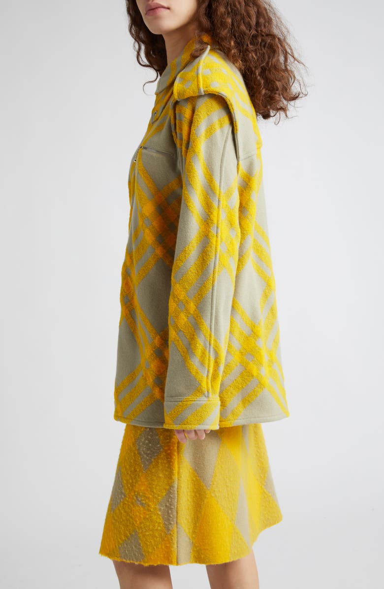 Burberry Three-Bar Check Military Wool Blend Shirt Jacket, Alternate, color, 