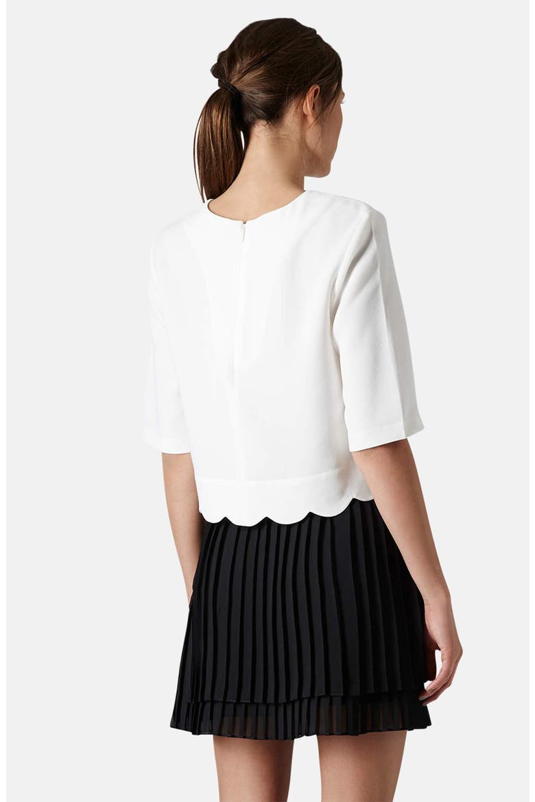 Crepe Scallop Hem Top, Alternate, color, IVORY