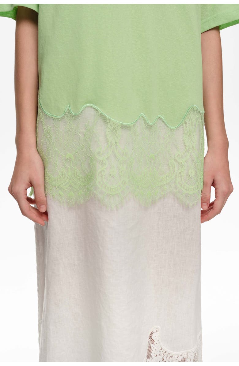 Bimba y Lola Long Lace T-shirt, Alternate, color, Apple Green