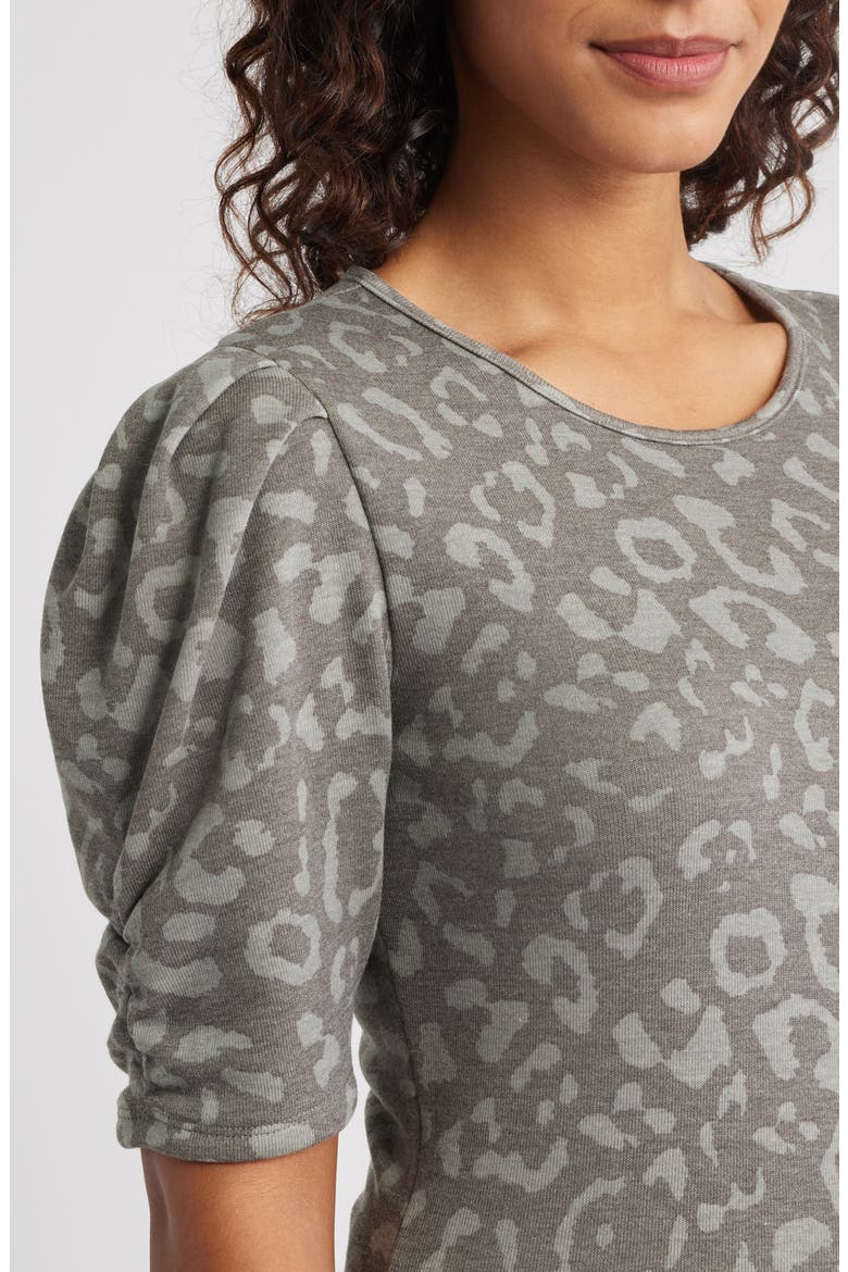 Pleated Puff Sleeve Fleece Top, Alternate, color, SAGE