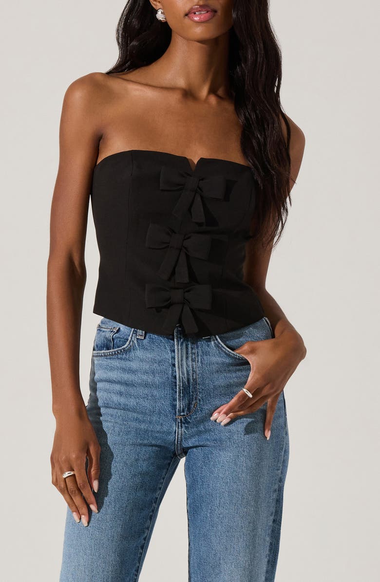 ASTR the Label Strapless Bow Top, Main, color, Black
