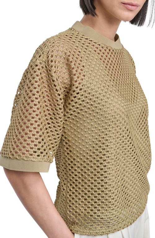 Dkny Open Stitch Short Sleeve Top In Green