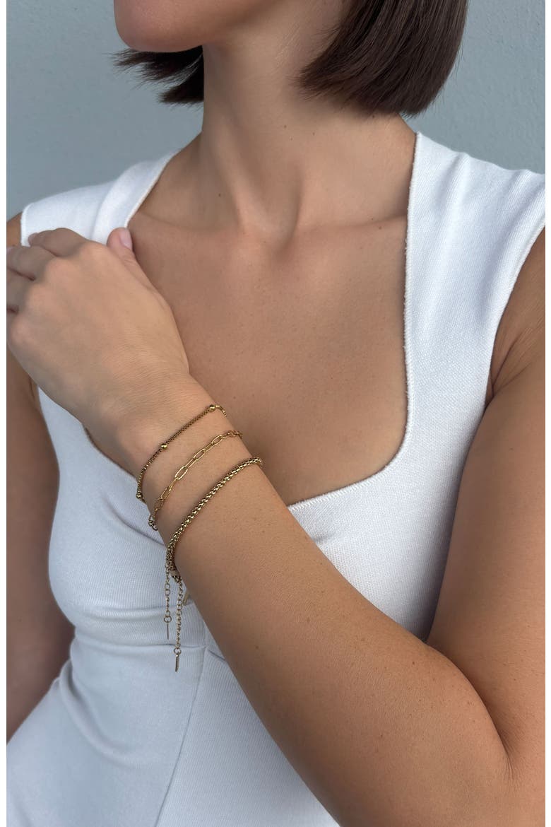 3-Piece Tarnish Resistant Chain Bracelet Set, Alternate, color, GOLD