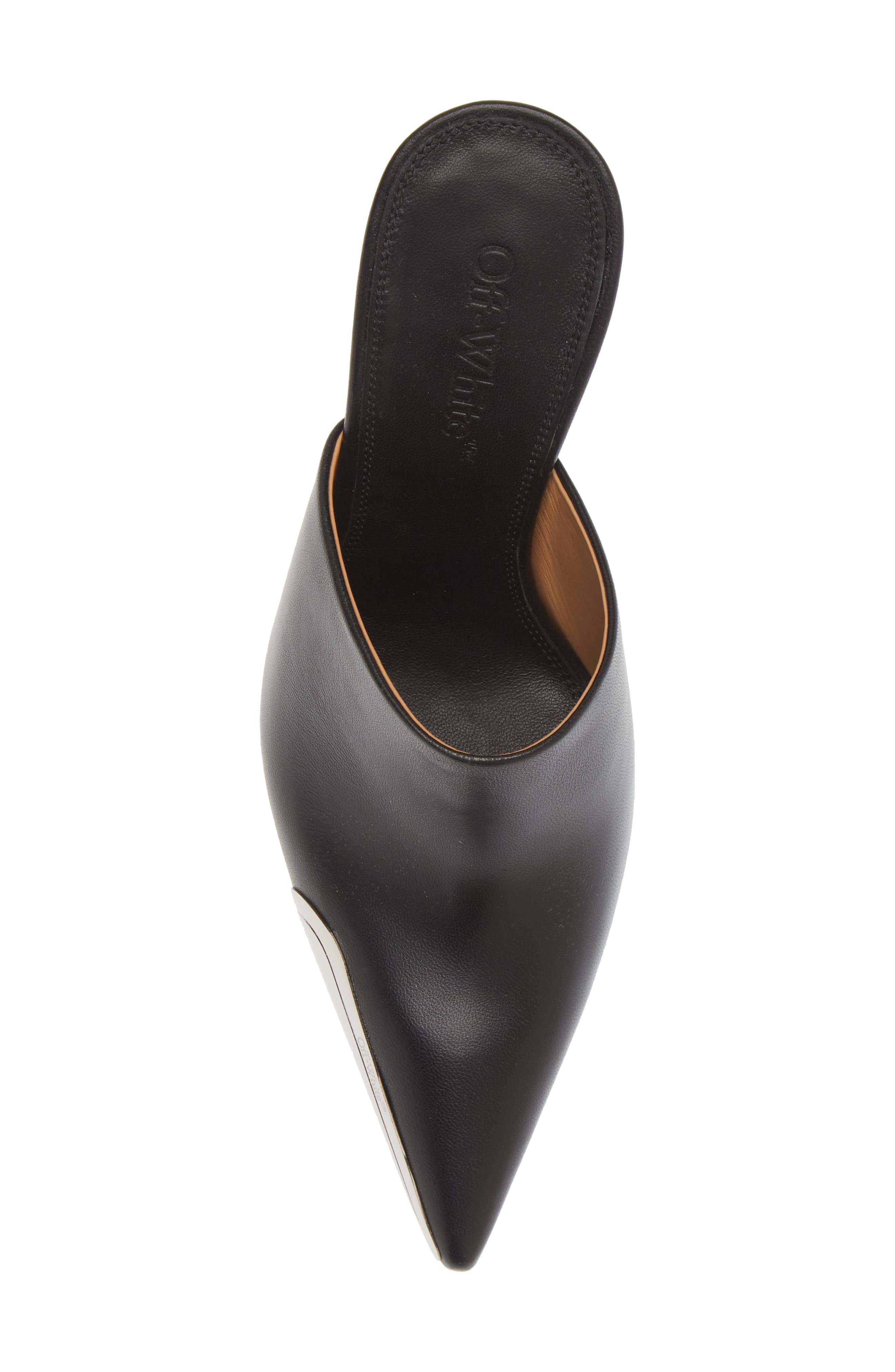 Off-White Allen Heel Pointed Toe Mule, Alternate, color, Black/ Silver