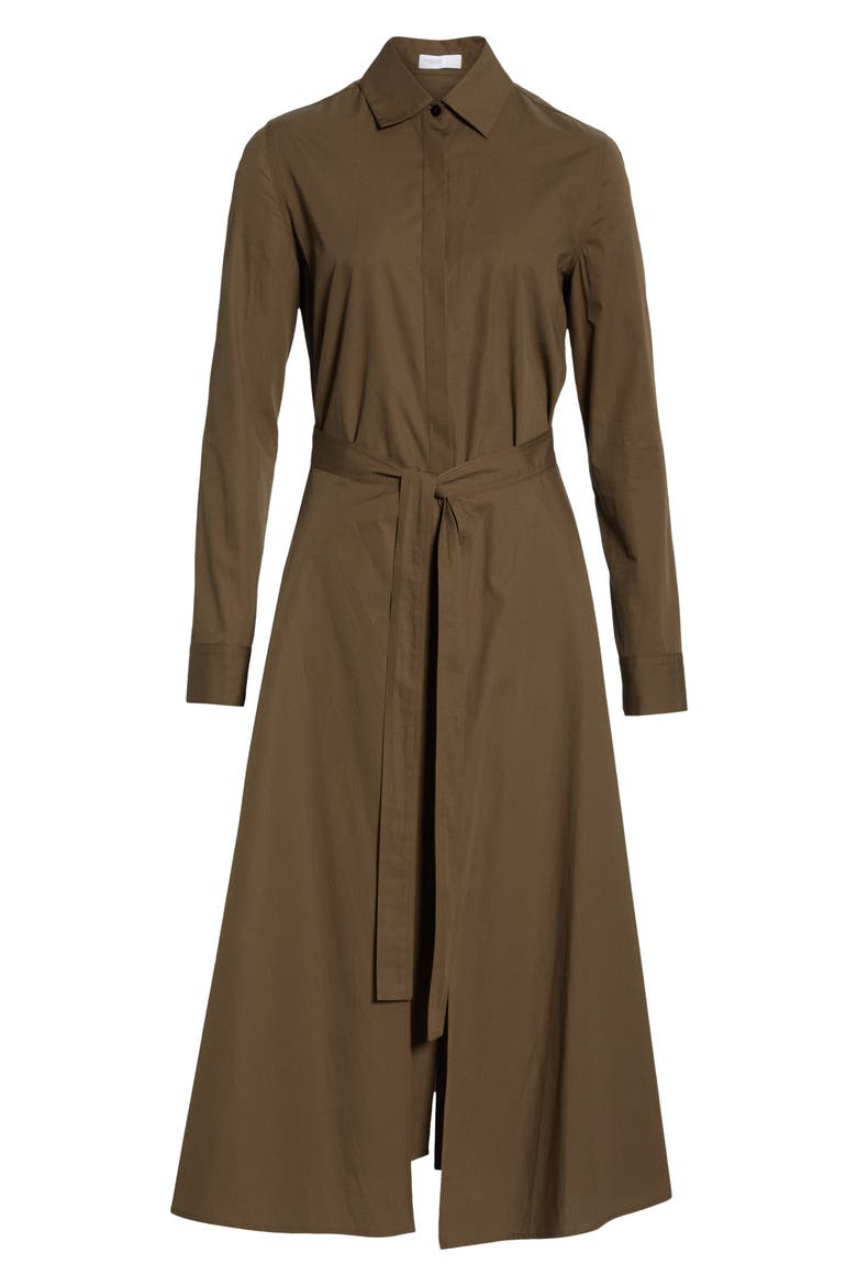 Apron Wrap Cotton Shirtdress, Alternate, color, LODEN