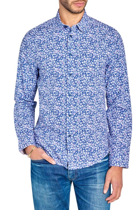 Slim Fit Mini Floral Recycled 4-Way Stretch Performance Long Sleeve Shirt