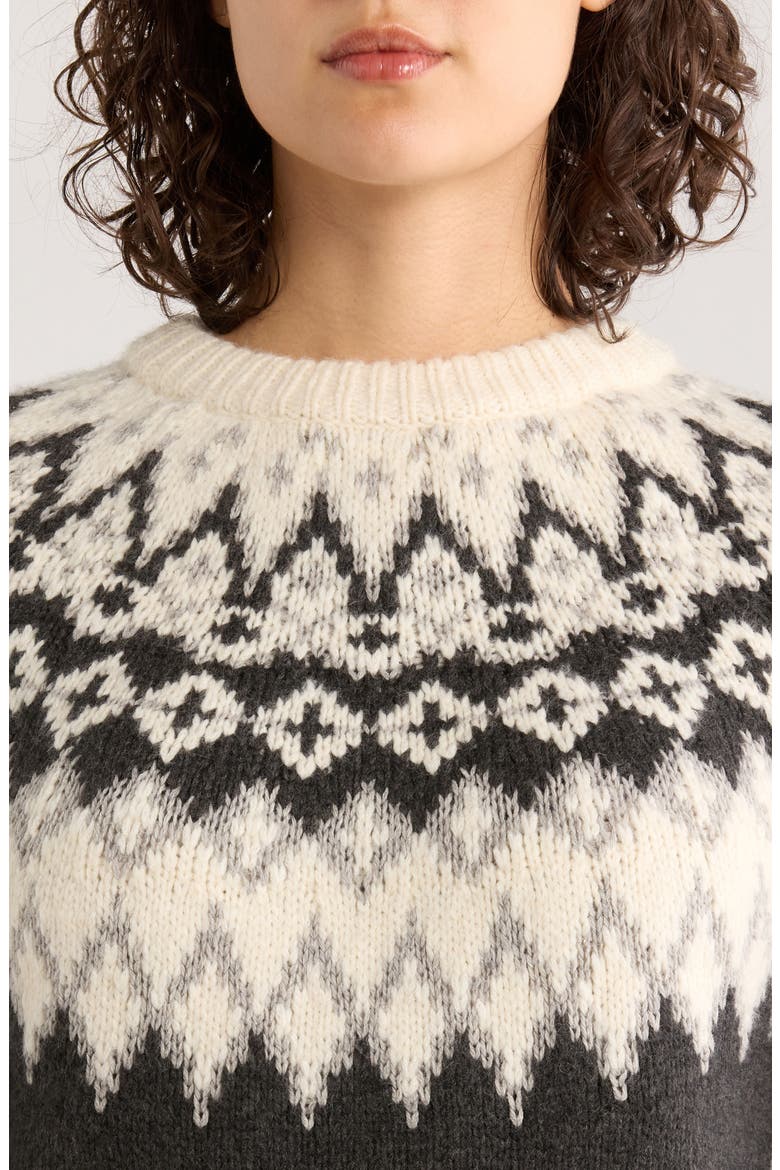 Fiorella Fair Isle Sweater, Alternate, color, CHARCOAL