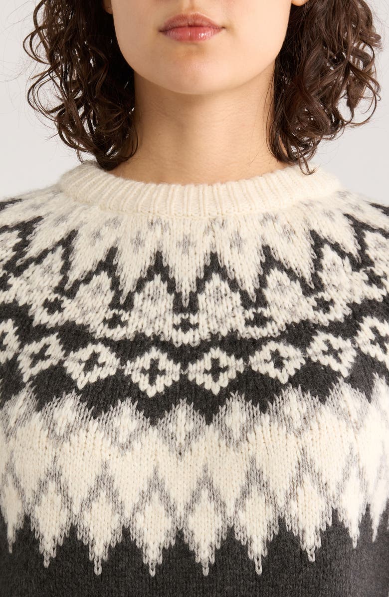 Marine Layer Fiorella Fair Isle Sweater, Alternate, color, Charcoal