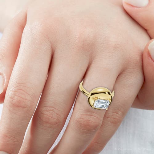 Bliss Diamond 1ct Emerald Cut Solitaire Candy Button Diamond Ring 14k Gold Or Pt Lab Grown In Gold