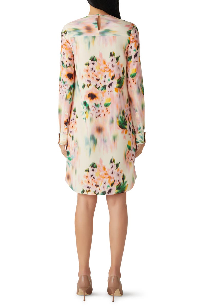 St. John Collection Blurred Floral Print Silk Blend Shift Dress, Alternate, color, 