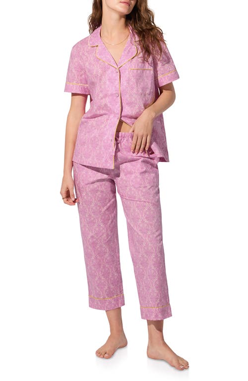 Bedhead Pajamas Print Organic Cotton Crop Pajamas In Pink