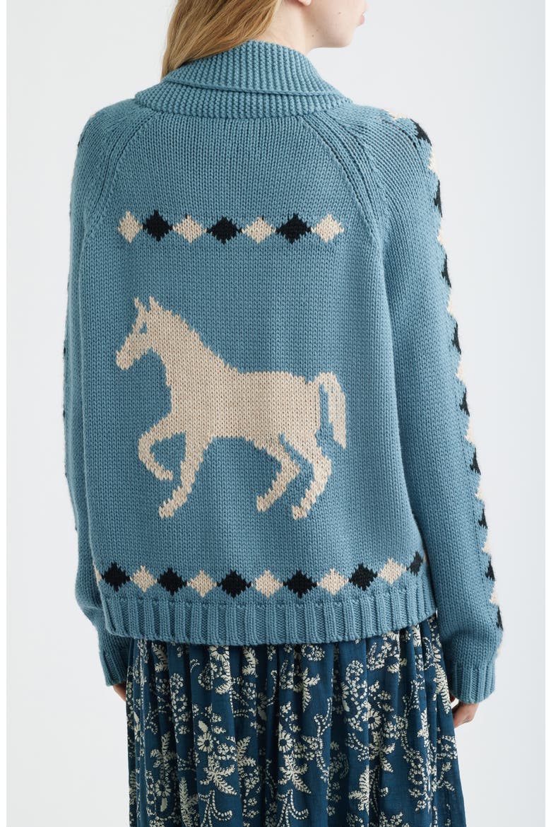 Stable Lodge Jacquard Cardigan, Alternate, color, BLUE BELL