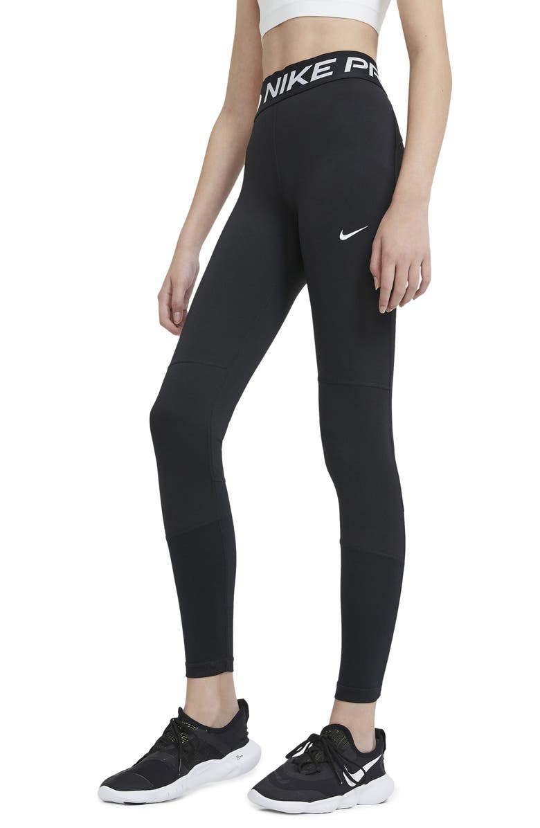 Nike Kids' Pro Leggings, Main, color, 010 Black/White