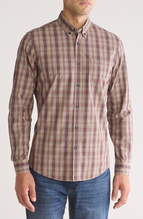 Rowen Plaid Washed Cotton Poplin Button-Down Shirt