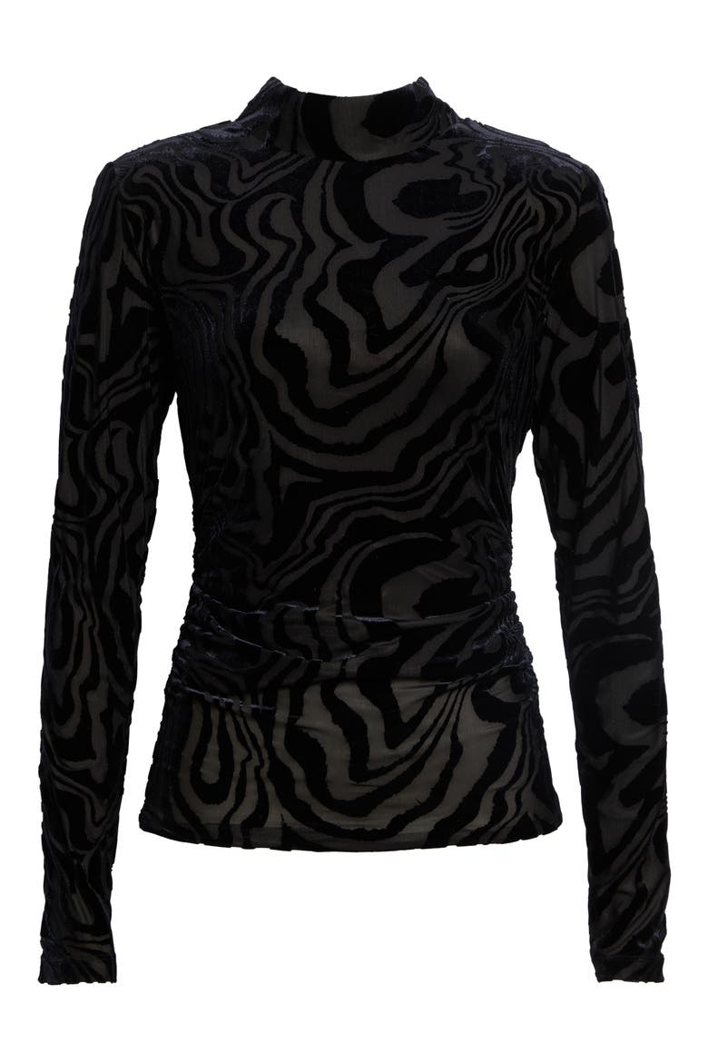 Annabelle Burnout Mock Neck Top, Alternate, color, BLACK SWIRL