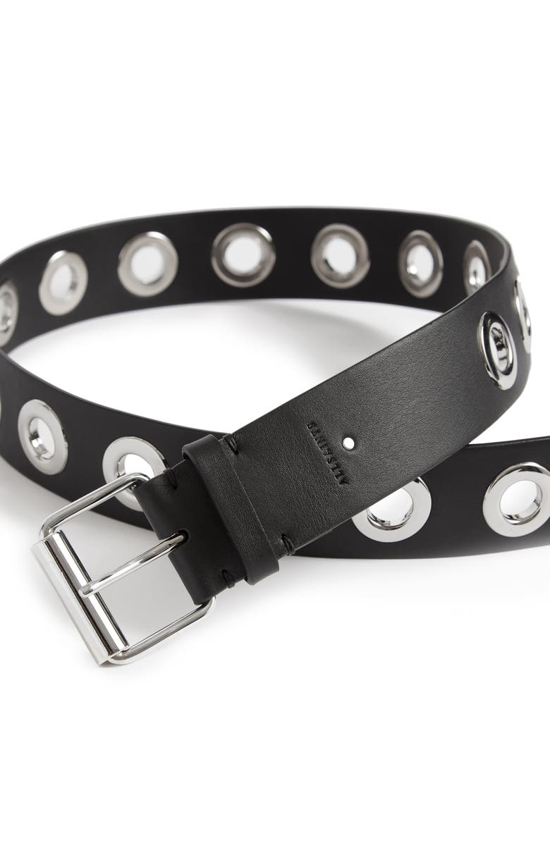 AllSaints Large Grommet Leather Belt, Alternate, color,