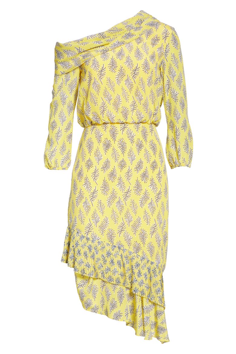 Lexie Floral Print Silk Off the Shoulder Dress, Alternate, color, GOLDEN ALGA