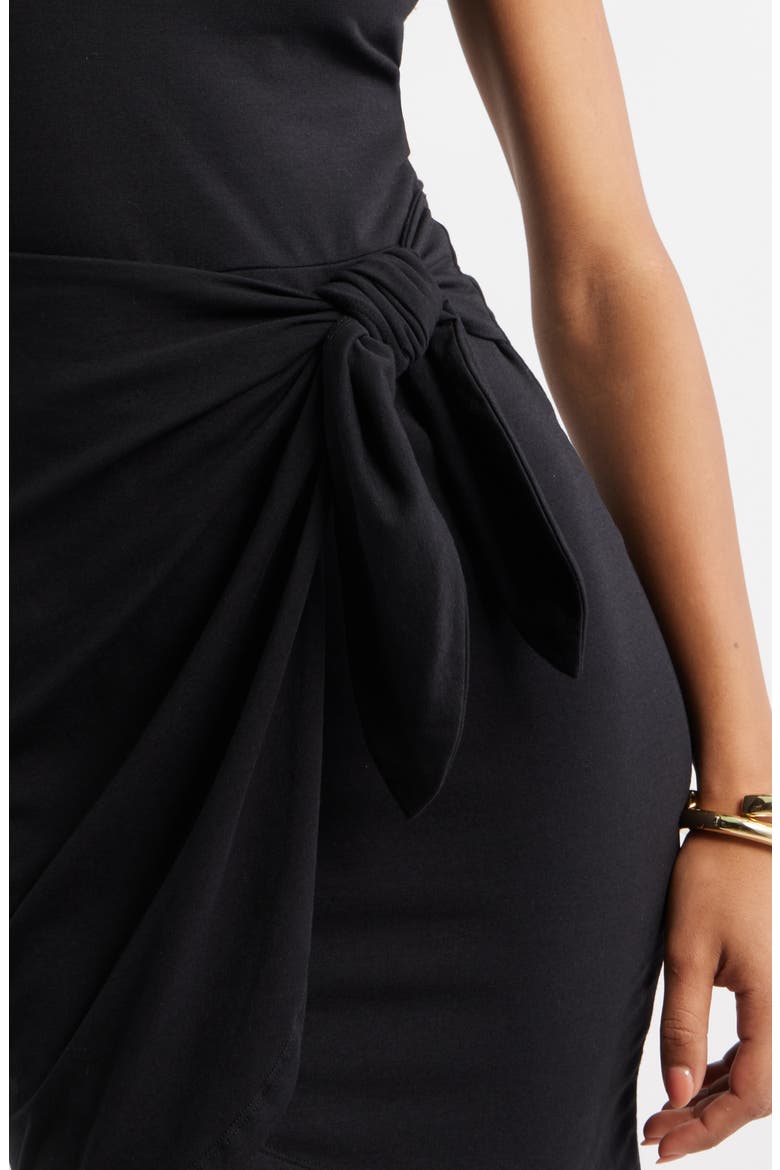 Short Sleeve Tie Minidress, Alternate, color, BLACK