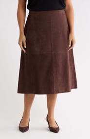 Nordstrom A-Line Suede Midi Skirt