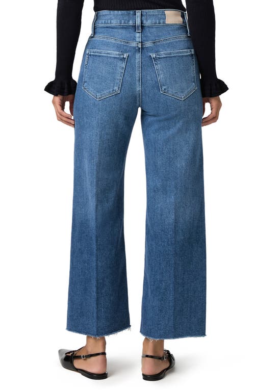 Paige Anessa High Waist Raw Hem Wide Leg Jeans In Blue